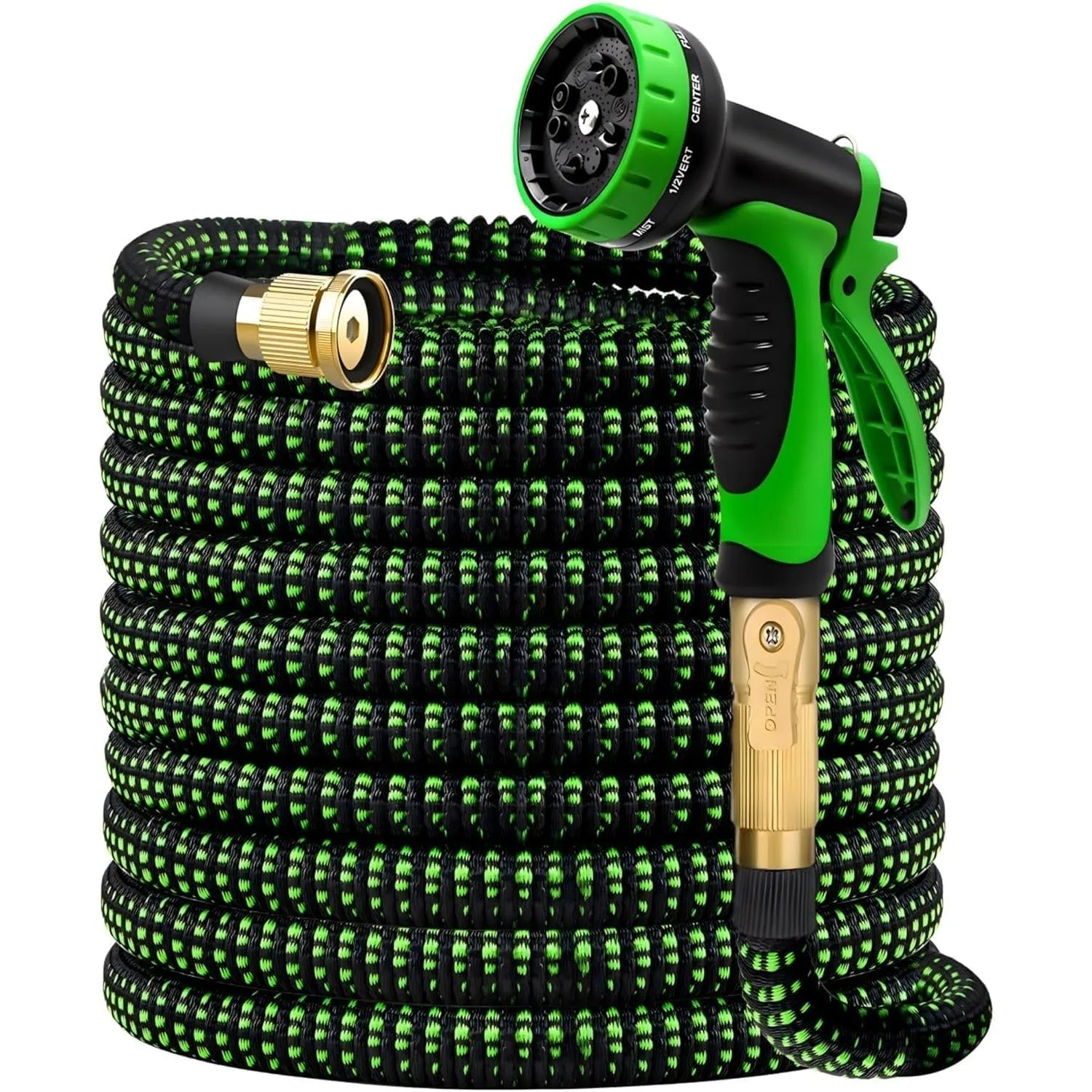 Non-Expandable Garden Hose with 10 Function Nozzles, Flexible, Lightweight, Kink-Free, Leak-Proof, Sturdy Water Hose