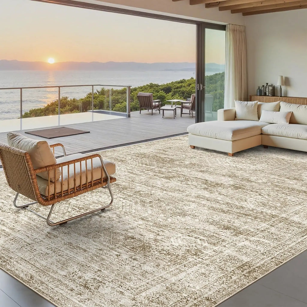 Area Carpet for Bedroom, Modern Short Pile Washable Non-Slip Rug for Living Room, Decor