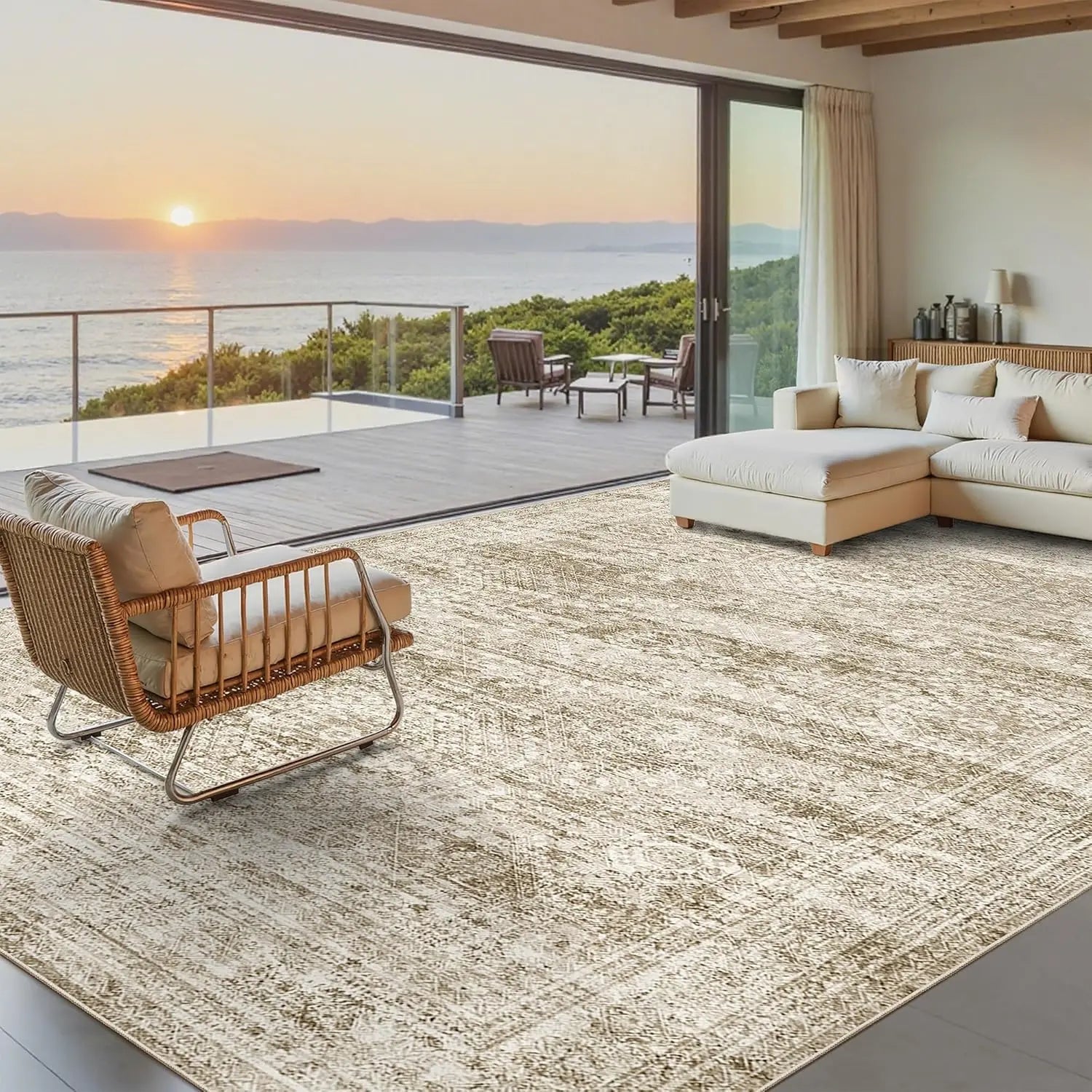 Area Carpet for Bedroom, Modern Short Pile Washable Non-Slip Rug for Living Room, Decor
