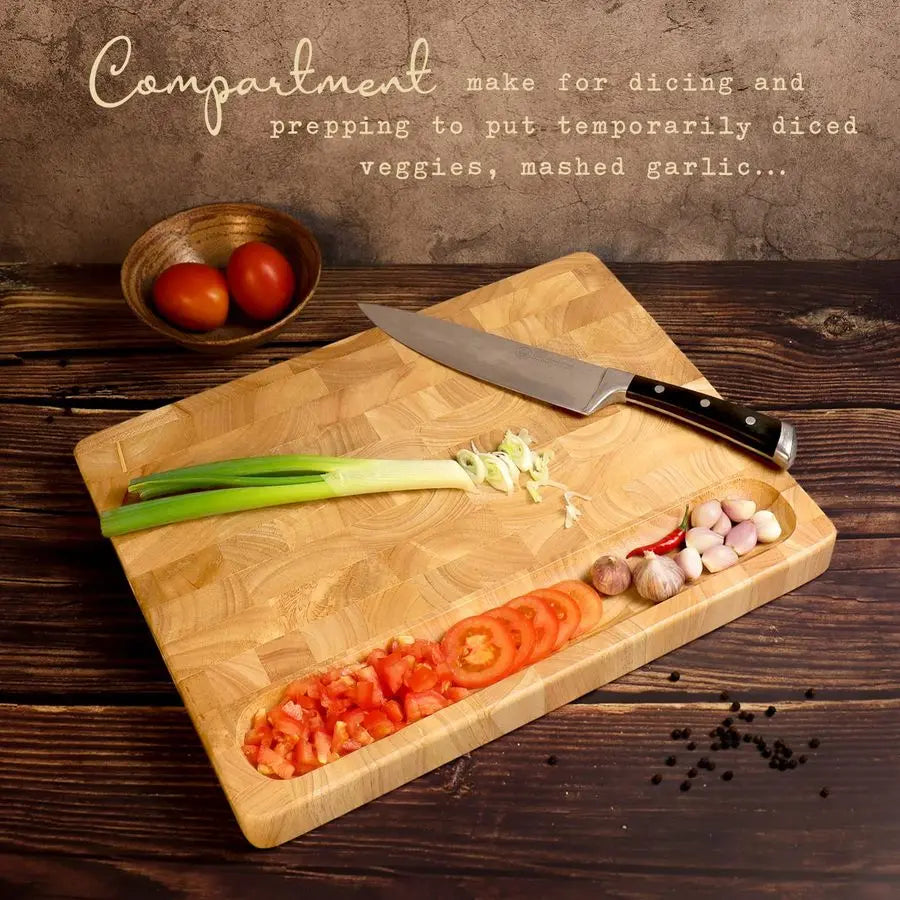 Butcher Block End Grain Cutting Board 17x13x1.5in Reversible Multipurpose Chopping Board