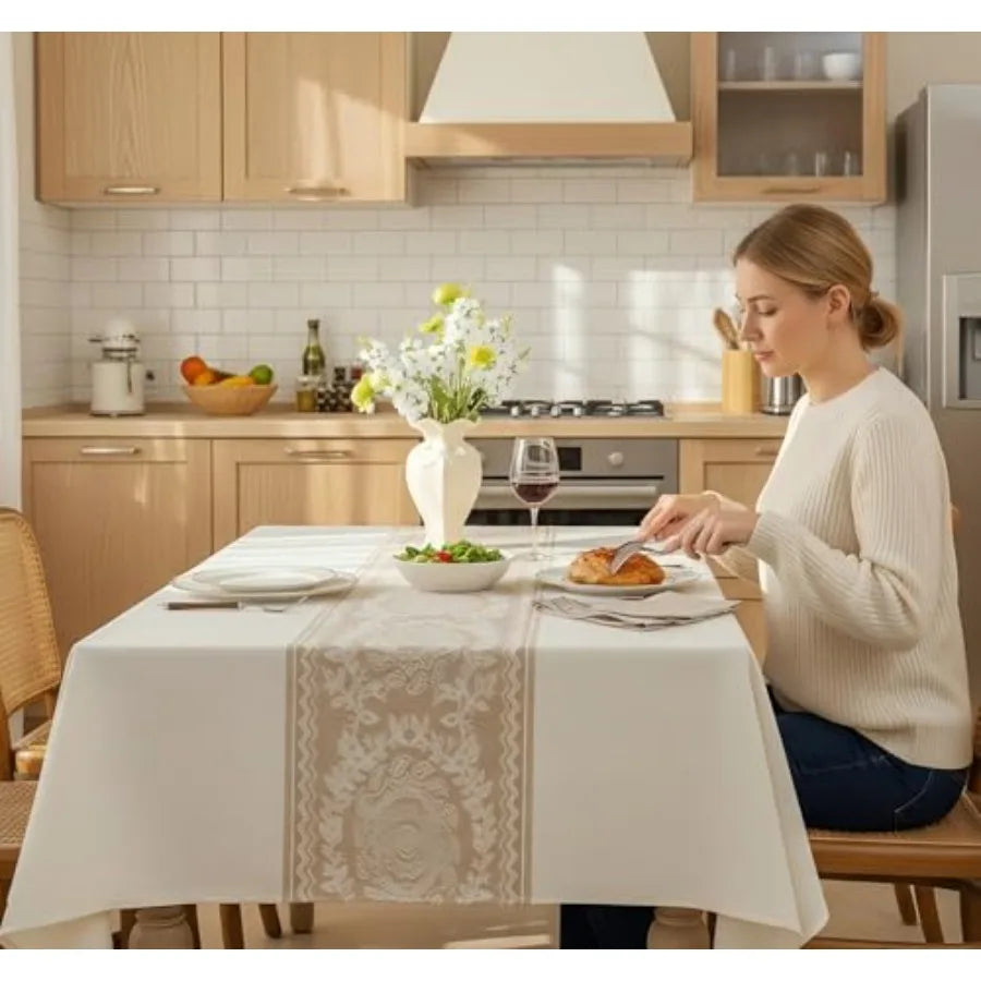Linen Tablecloths for Rectangle Tables, Fabric Tablecloth Advanced Waterproofing Technology for Dinningroom, Farmhouse