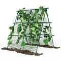 4x4 ft Metal A-Frame Garden Trellis with Netting, Outdoor Support for Climbing Vegetables Tomatoes Cucumbers