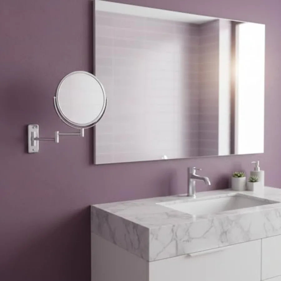 Wall-Mounted Magnifying Mirror - Bathroom Makeup Mirror with - 8-Inch Diameter - Finish - Model JP7506CF