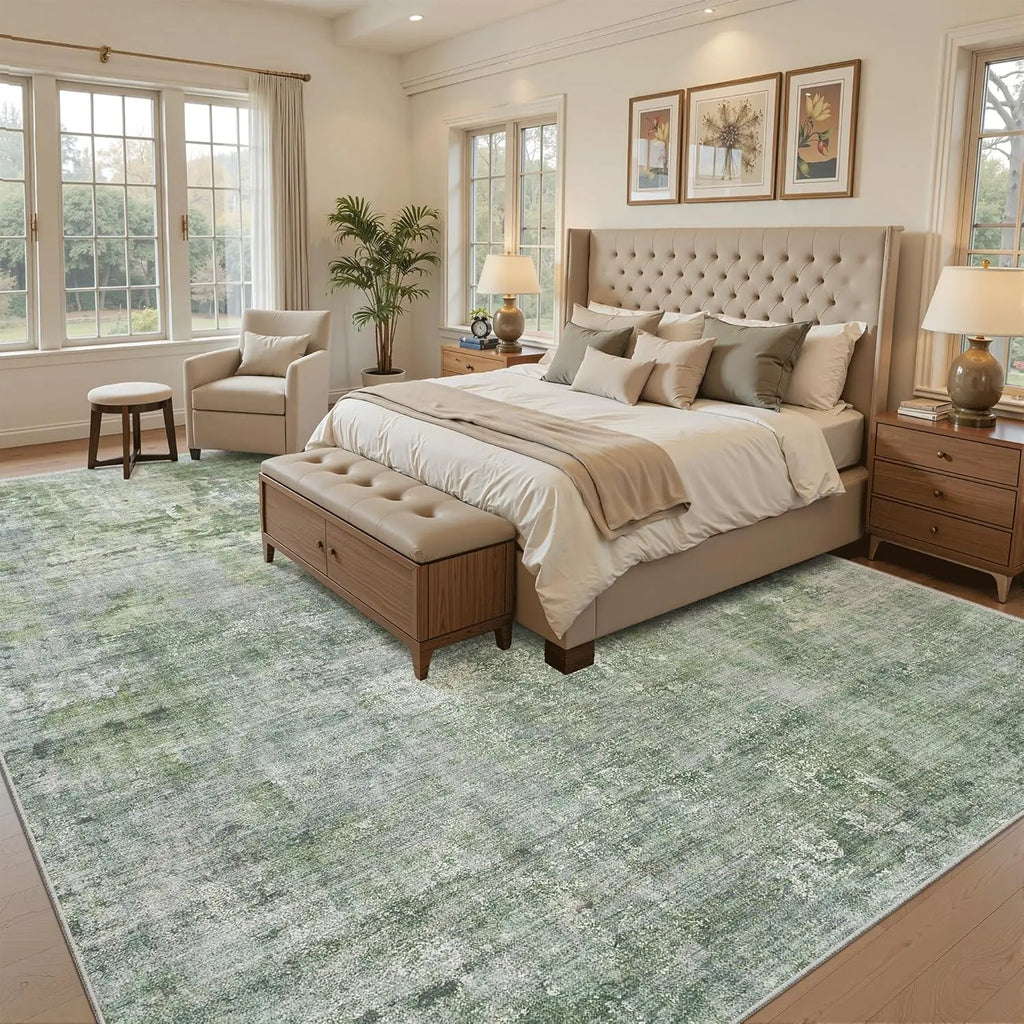 Non-Slip Area Carpet, Modern Short Pile Washable Rug for Living Room & Bedroom, Home Decor