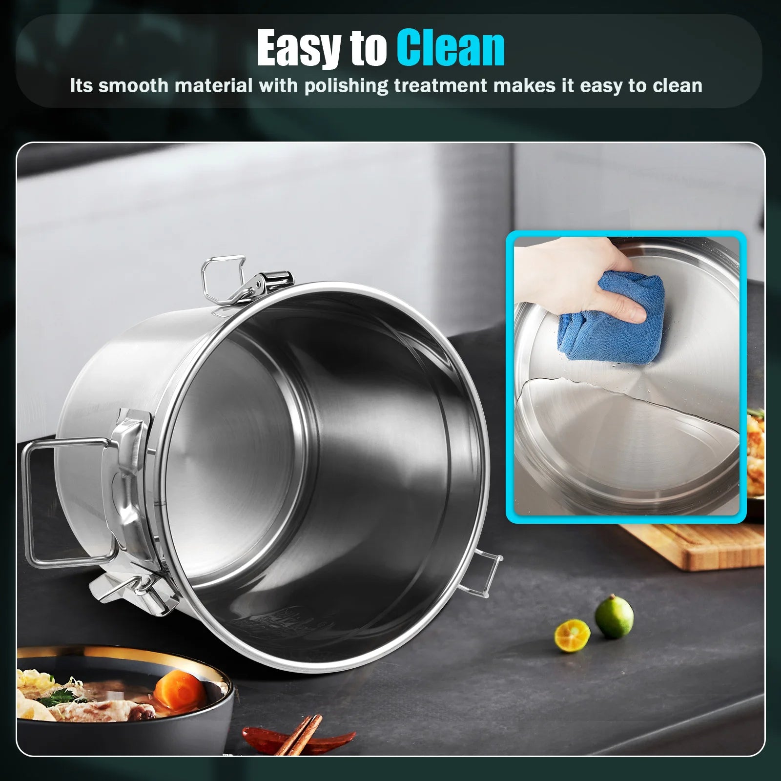 12L  Stainless Steel Cereal Container Metal Kitchen Rice Oil Storage Bucket Airtight Durable, Corrosion Resistant