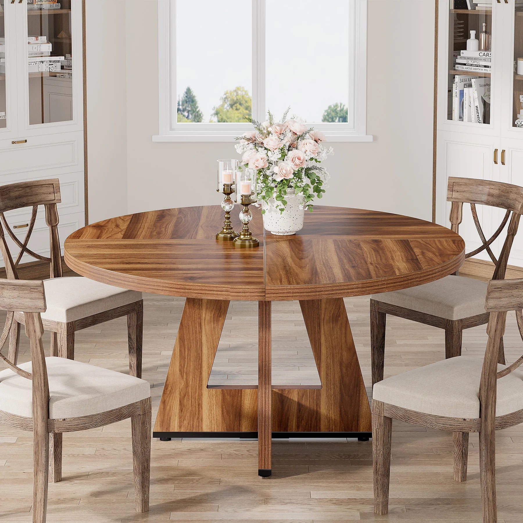 Table for 4, 47 Inch Farmhouse Kitchen Table Small Dinner Table