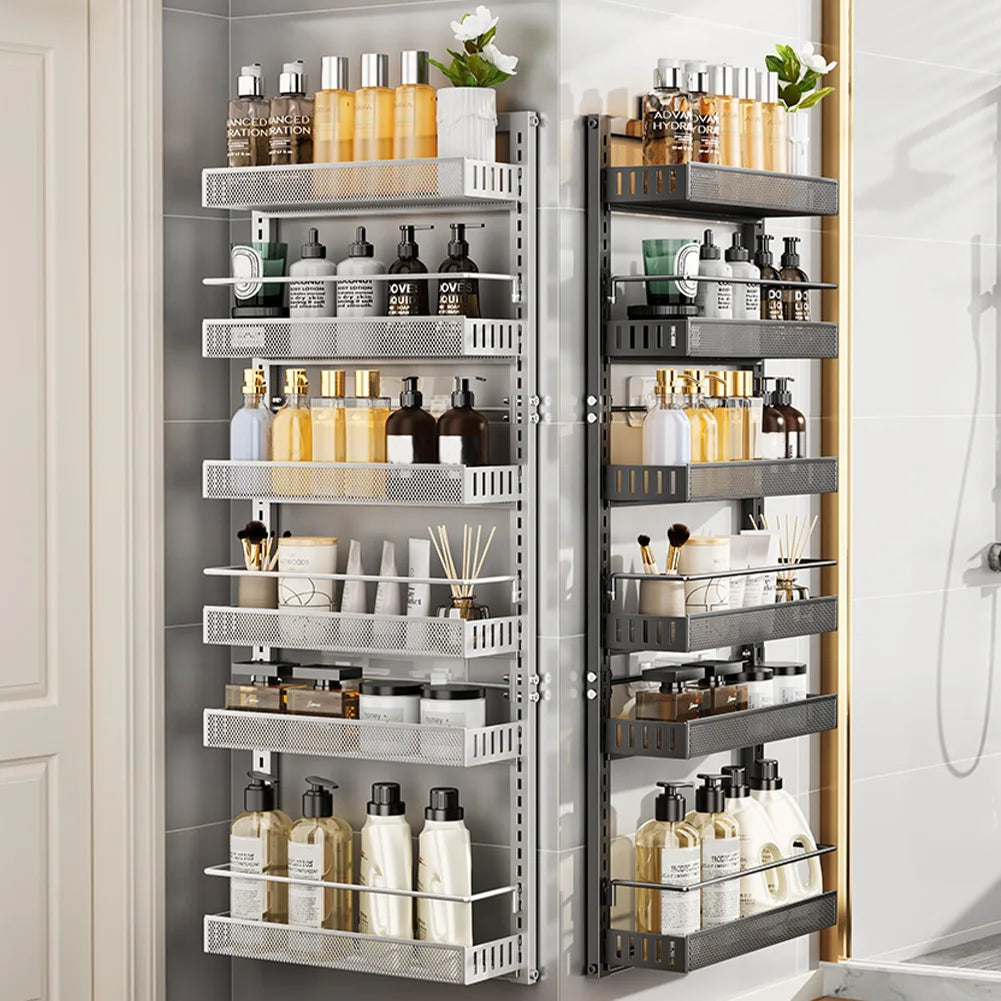 Adjustable 6-level metal pantry organizer for hanging on the door