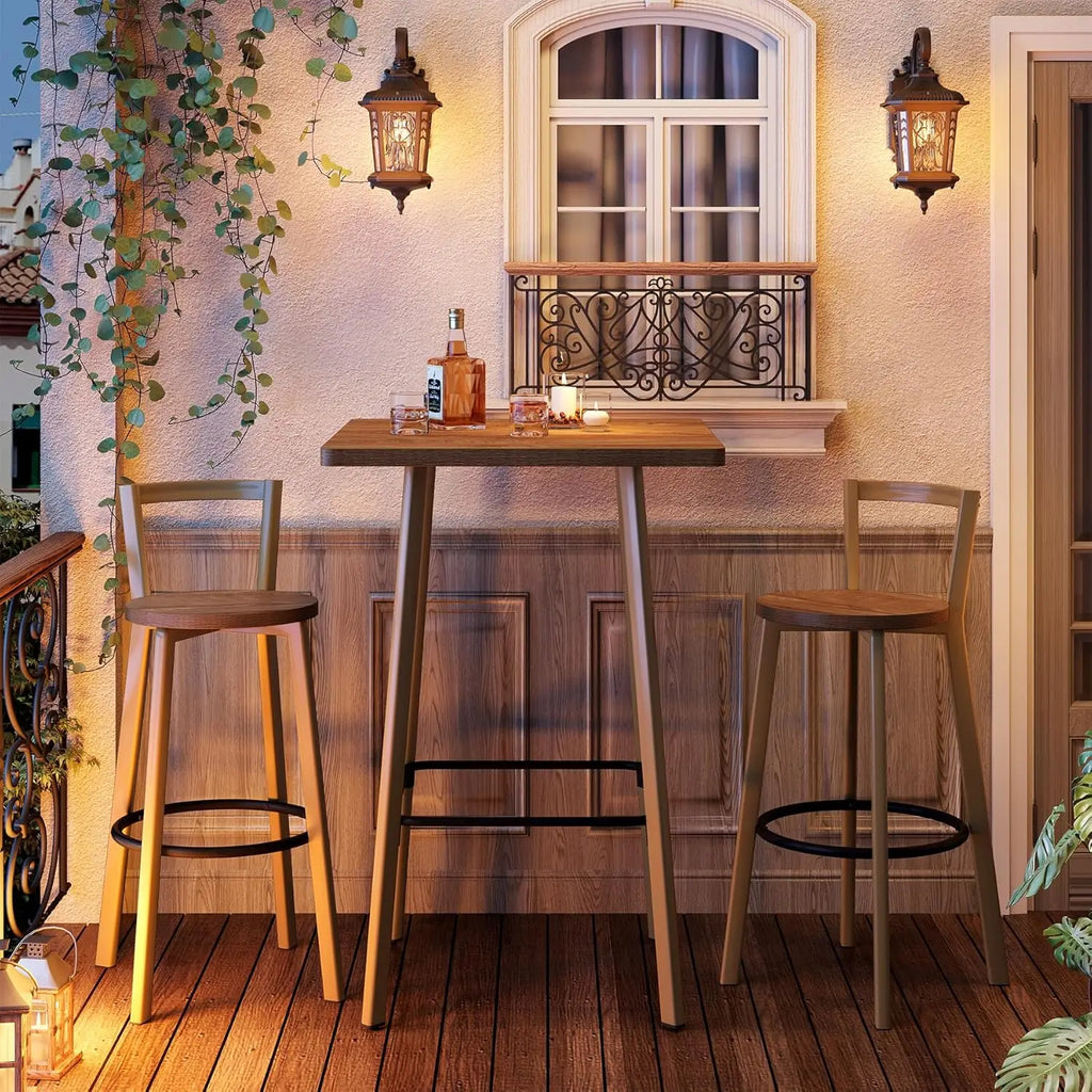 39.4"H Square Bar Table Set with 2 Stools