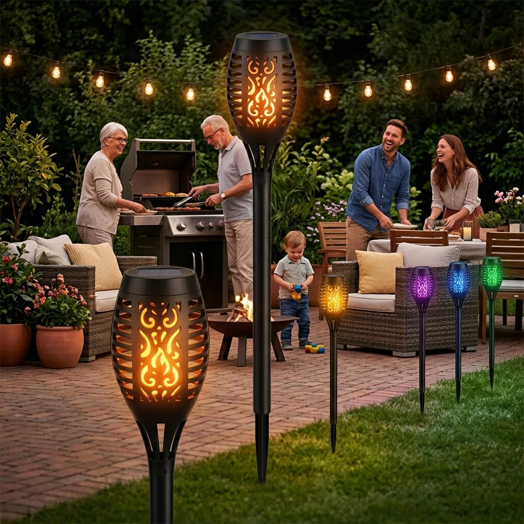 10PCS Solar Flame Torch Lights Outdoor Waterproof