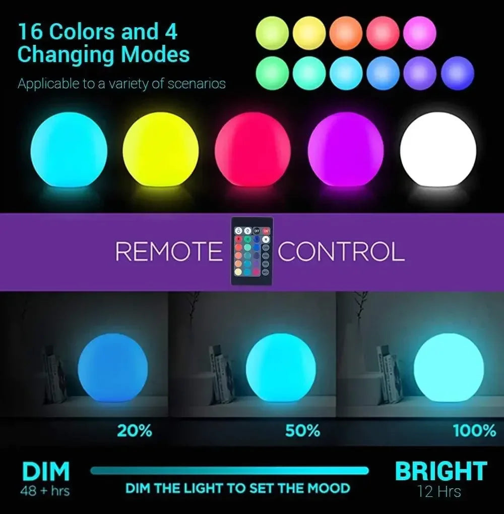 16-inch Large Nursery Night Light Ball: 16 Colors
