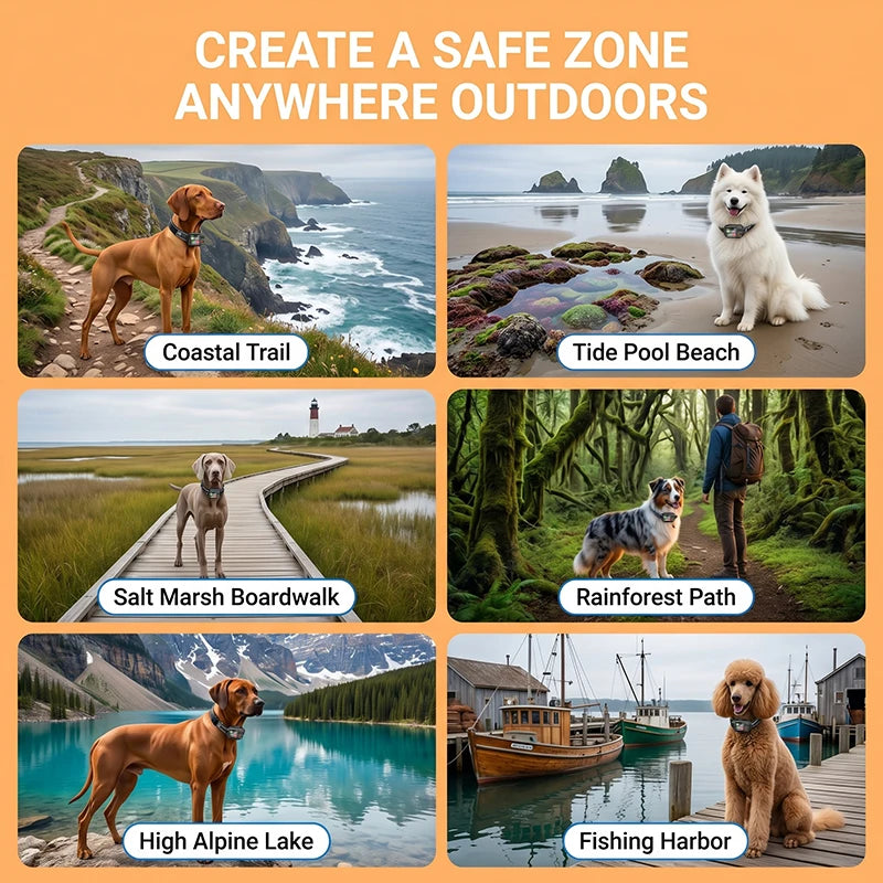 Dog Electronic Fence | Outdoor GPS Fencing System | Waterproof Wireless Fence | Dog Training Collar | Adjustable Warning Intensity | Fence Radius: 33–999 Yards | Rechargeable