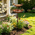 2-Tier Metal Birdbath Feeder Bowls for Garden Patio Yard Lawn Decor 5-Pronged Base