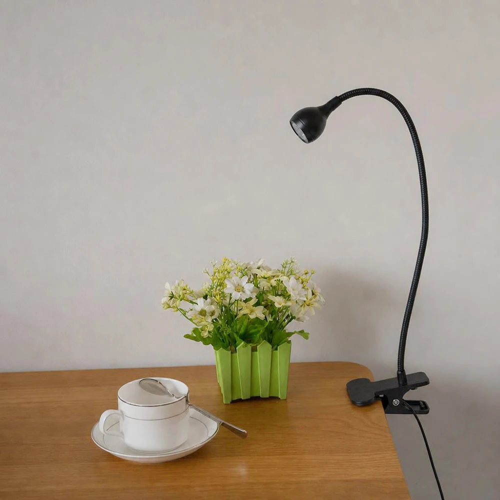 Flexible Gooseneck Desk Lamp with Clip for Laptop Bed Headboard Study Work Light
