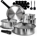 15pcs Induction Kitchen Cookware Sets with Removable Handle