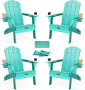 wooden Folding Adirondack Chair Set of 4