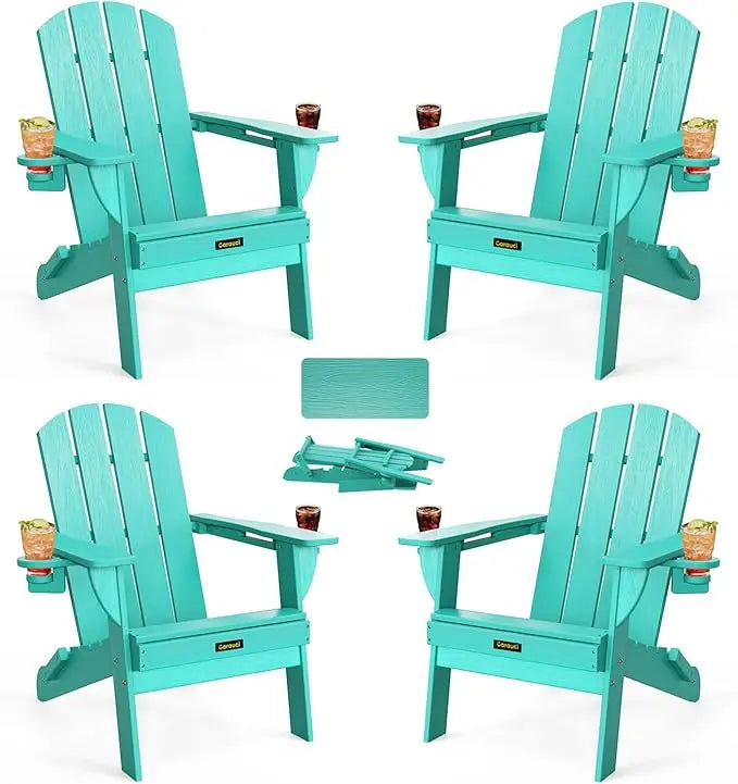 wooden Folding Adirondack Chair Set of 4