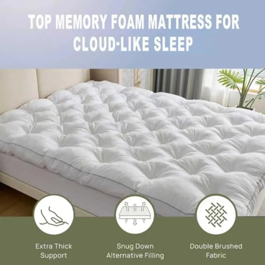 5 Inch Memory Foam Mattress Topper for Back Pain Relief, Extra Thick Gel Memory Foam Bed Topper