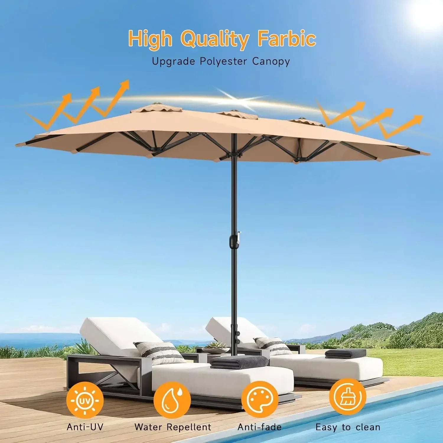 15ft Patio Umbrella With Base
