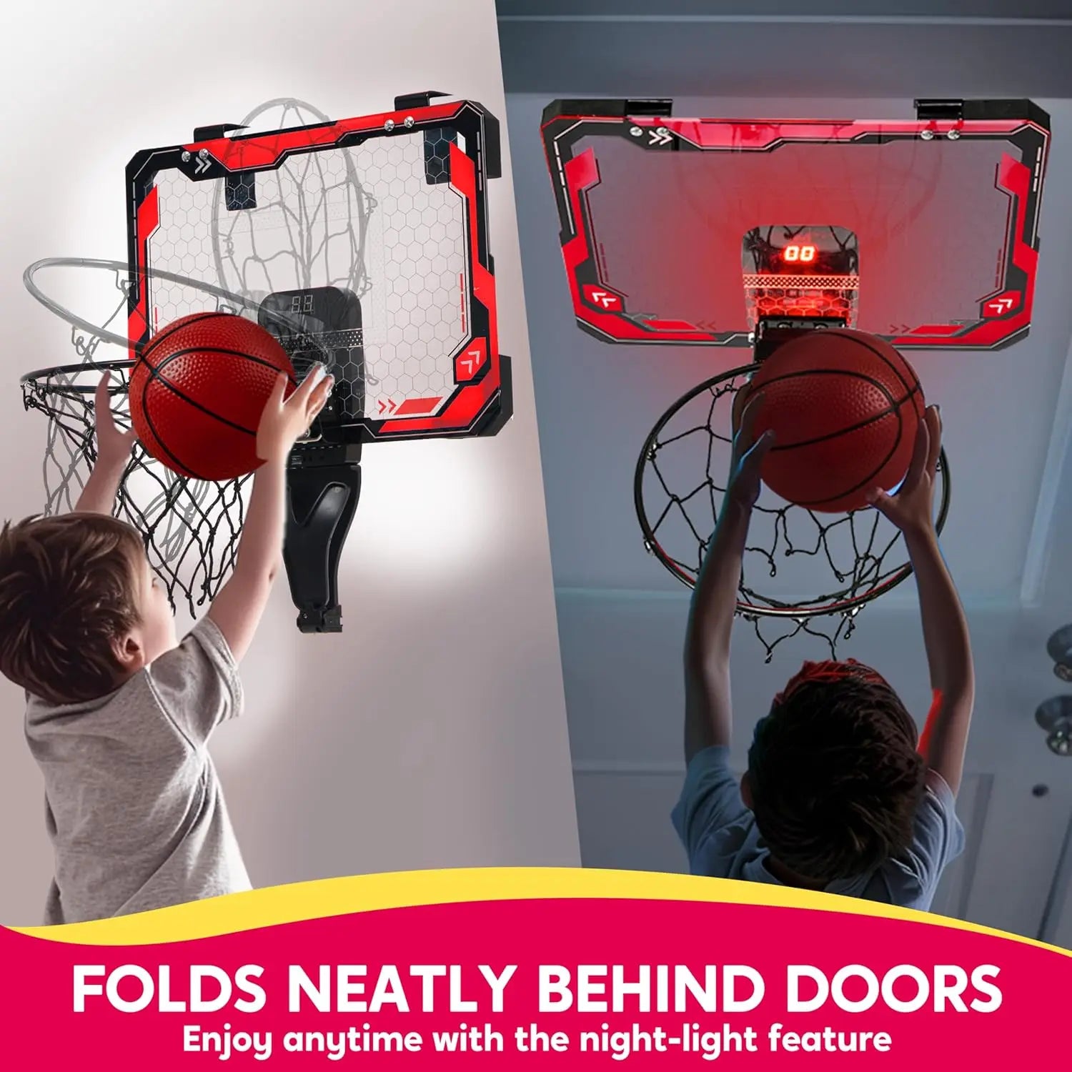Over The Door Basket Ball Hoop for Kids Toys Birthday Gifts with Scoreboard & 4 Balls