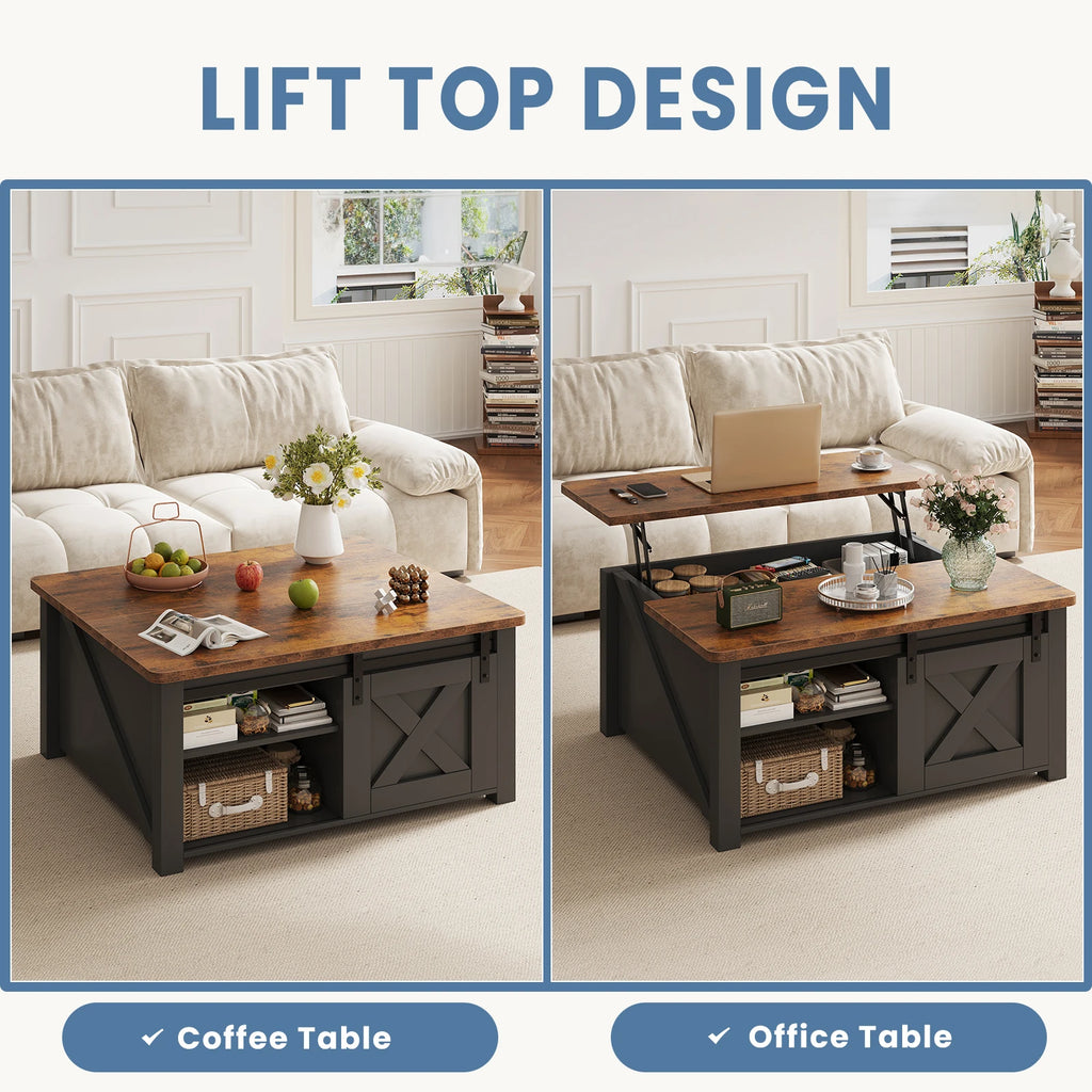 31.5IN Wood Lift Top Coffee Tables Square Living Room Adjustable Storage Shelf Easy Lift Or Lower For Tea Dining Tables