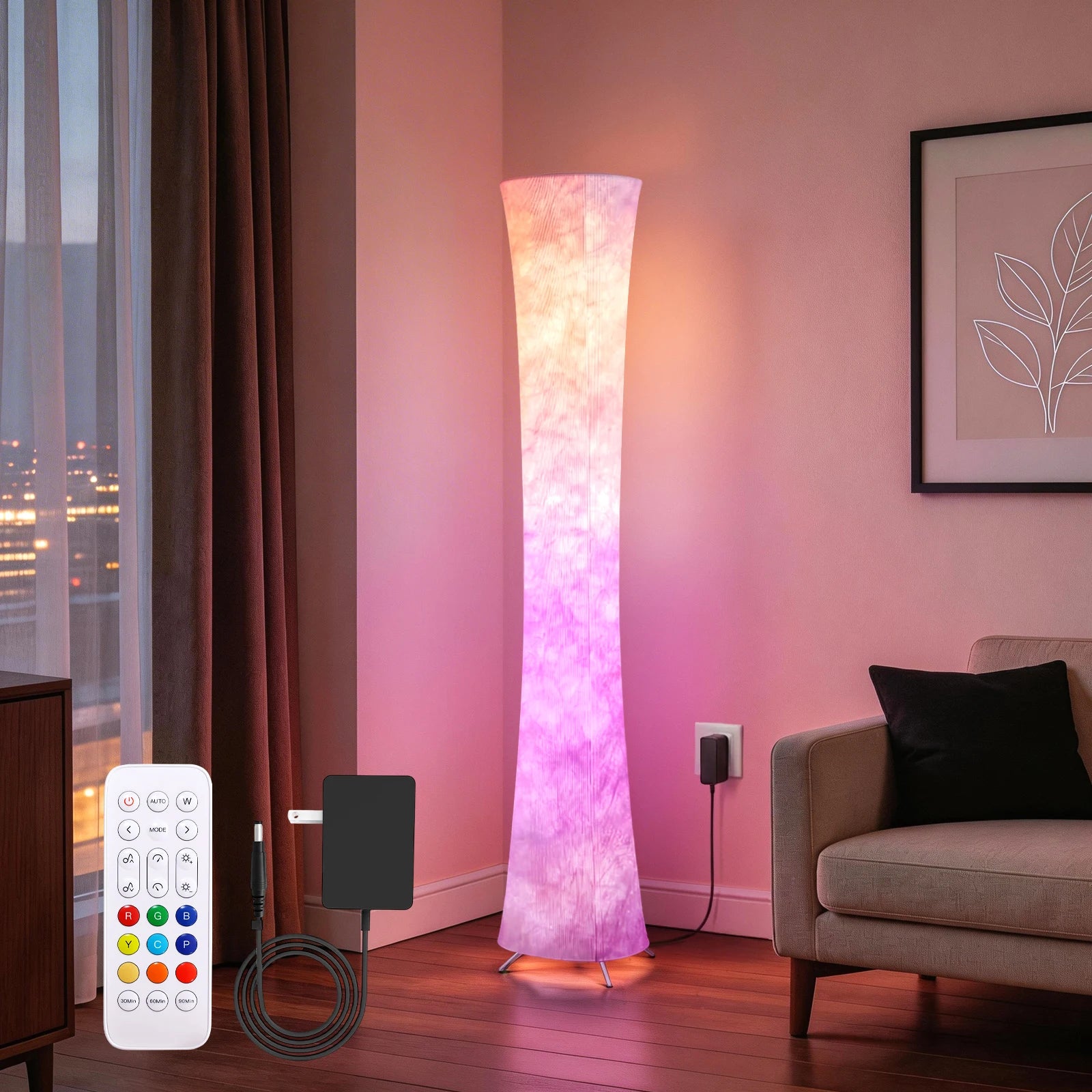 Corner Lamp with Tyvek Fabric, Music Sync, Remote Control, LED