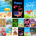 Double-Sided 12x18 Inch Seasonal Garden Flags Set of 12, Ideal for Outdoor Spring and Christmas Decor