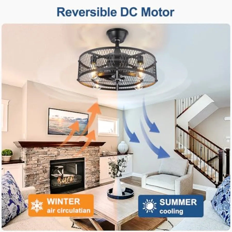 celling Fan with Light: Farmhouse chandelier with Lights and Remote Control