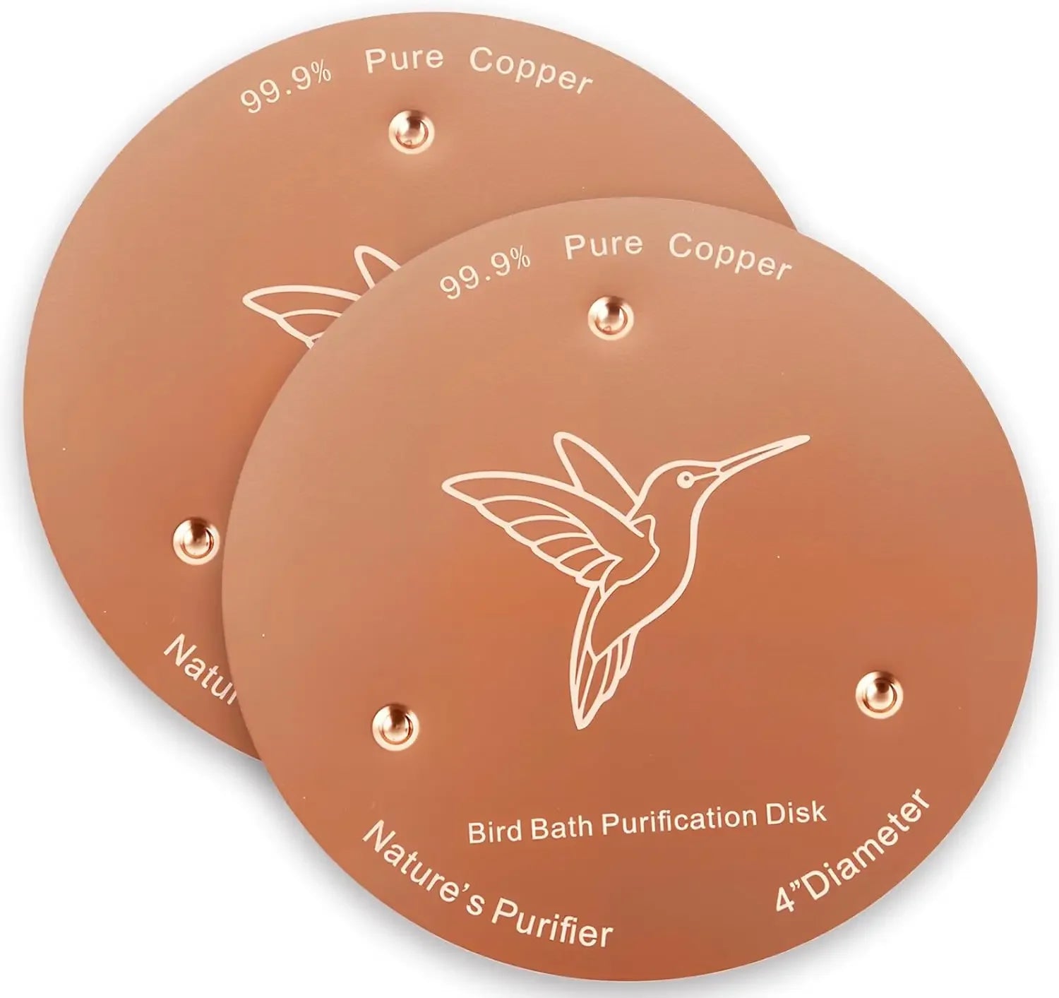 2 Pack Bird Bath Copper Discs, 99.9% Pure Copper Cleaner with Triple-Point Support, Reinforced Design for Safe Clean Water,Univ