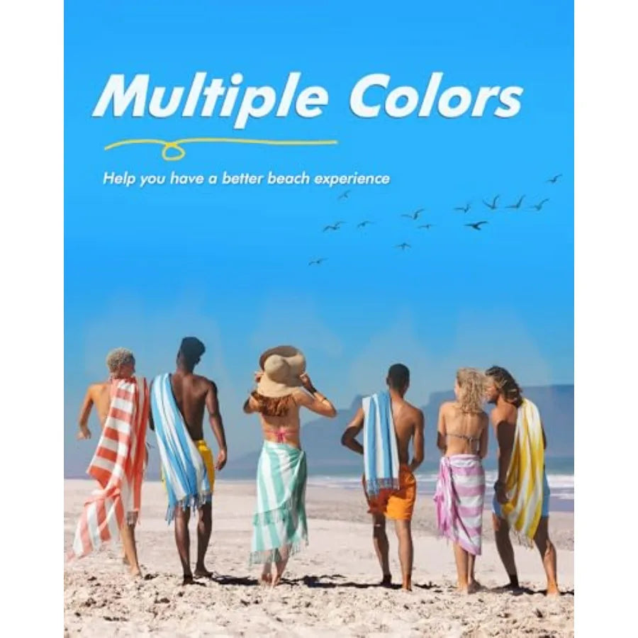 6 Packs Oversized Stripe Turkish Beach Towel 74"x38" Thin Quick Dry