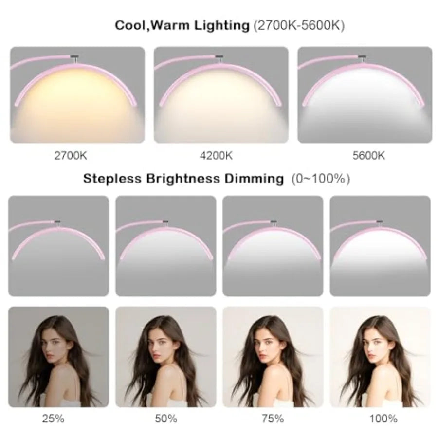 LED Floor Lamp for Eyelash Extensions Tattoo Nails and Estheticians 3 Color Temp Modes