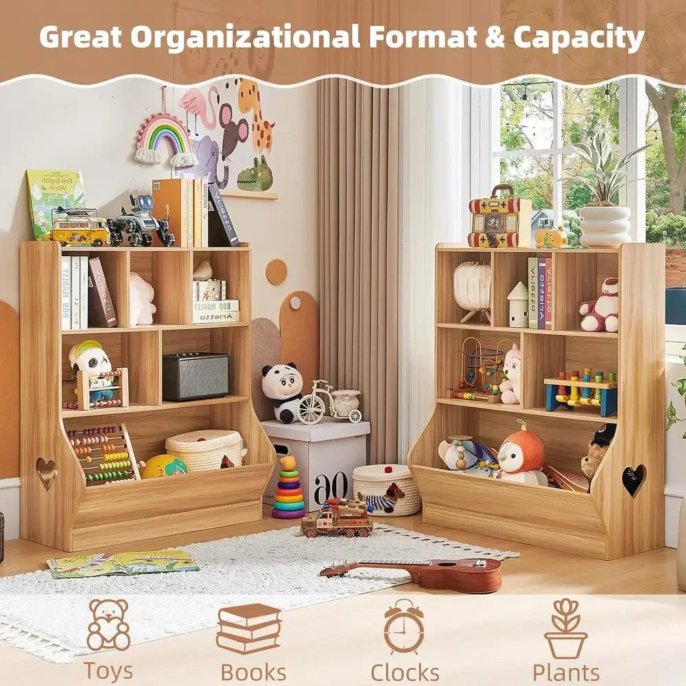 3 Tier Children Small Bookcase  7 Cubby Toy Storage Cabinet
