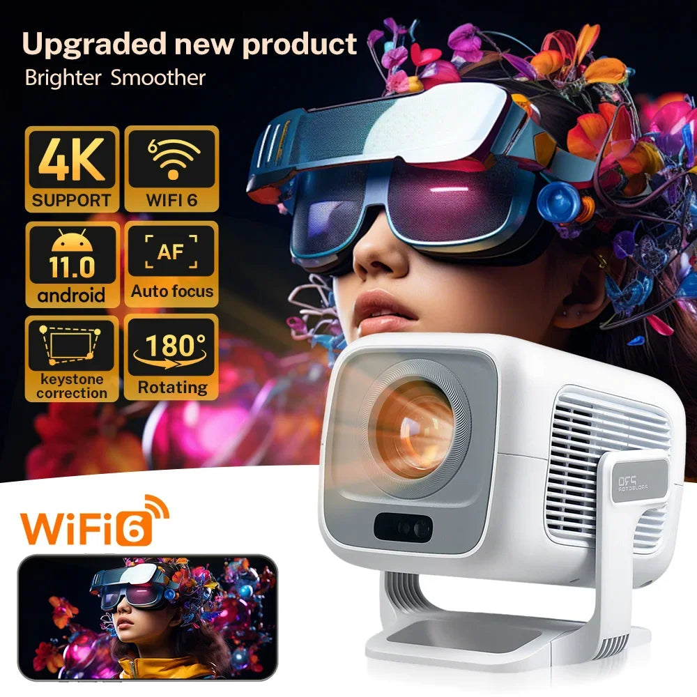 Auto Focus Android 11 BT5.4 WIFI6 Portable Home Theater