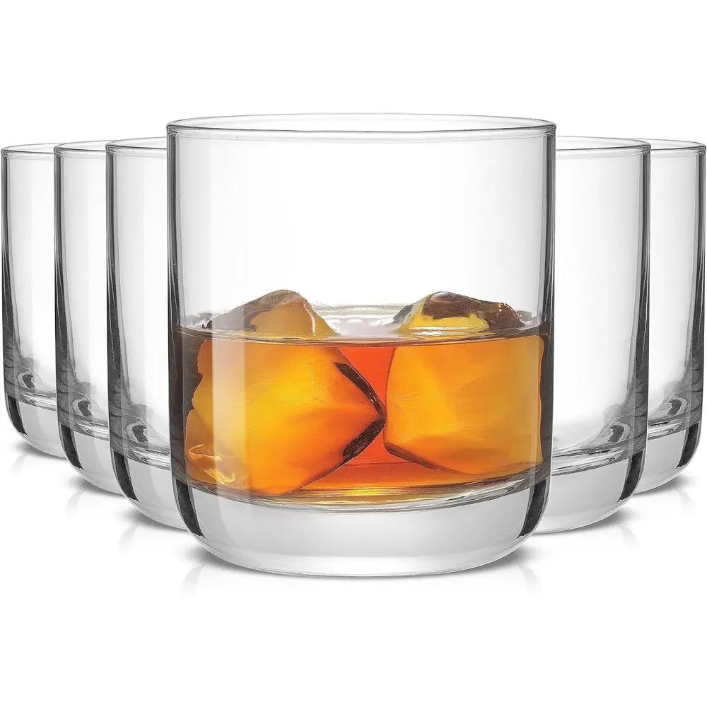 Set of 6, 10oz Lowball Glasses, Short Tumblers, Ideal for Whiskey, Scotch, Bourbon, Dishwasher Safe