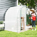 5' x 4' x 7' Outdoor Walk-in Lean-to Greenhouse Nursery, PE Cover, Door, White