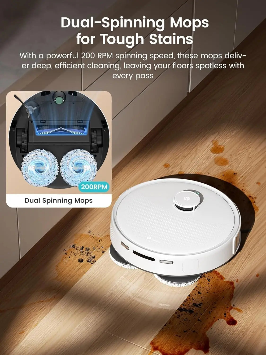 Robot Vacuum and Mop, 12000Pa Suction, 90-Day Self-Emptying, Obstacle Avoidance, Auto Mop Washing&Drying, All-in-One for Pet Hai