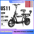 Spacewalk 36V Electric Scooter with 3 Seats for Adults Power by 500W Motor Peak, E Bike with 14" Tire and 20 Miles Range&17.4Mph