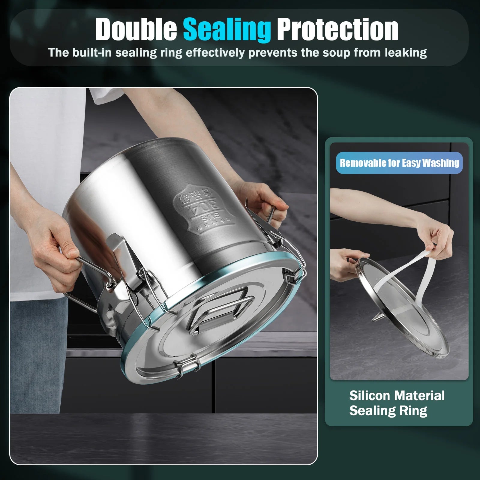 12L  Stainless Steel Cereal Container Metal Kitchen Rice Oil Storage Bucket Airtight Durable, Corrosion Resistant
