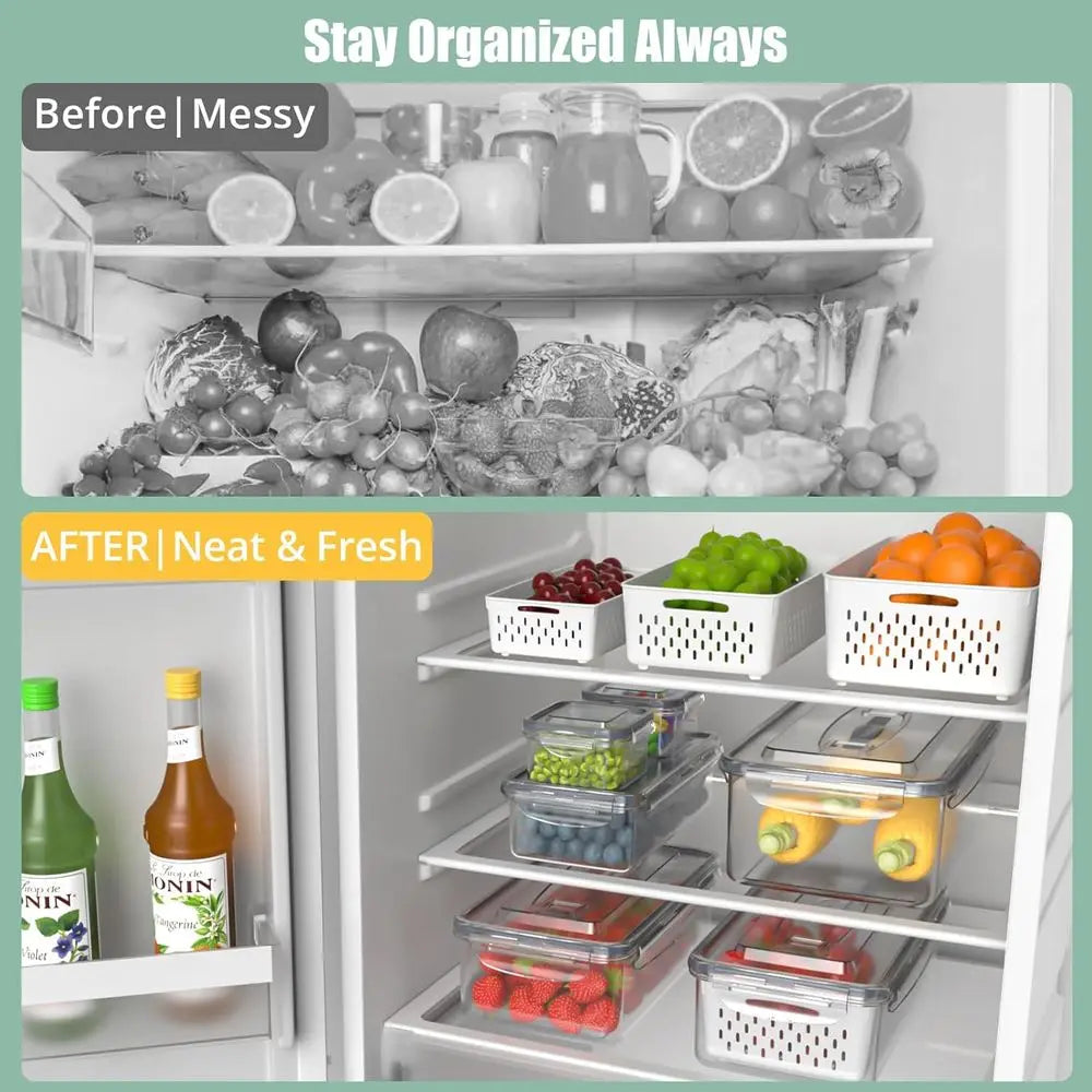 5 Pcs Storage Containers with Removable Lid, Refrigerator Organizers and Storage, Airtight Container to Keep Fruit and Vegetable