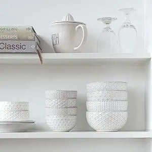 26 oz, Ceramic Bowl s 6 Inch, Set of 4, Arctic white