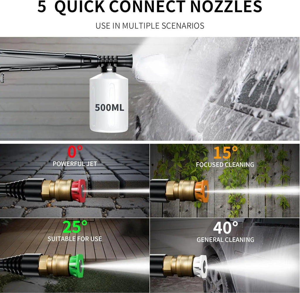 Pressure Power Washer 4800PSI with 4 Quick Connect Nozzles,Inlet Hose & Filter, Foam Cannon for Cars/Fences/Driveways/Patios/Home