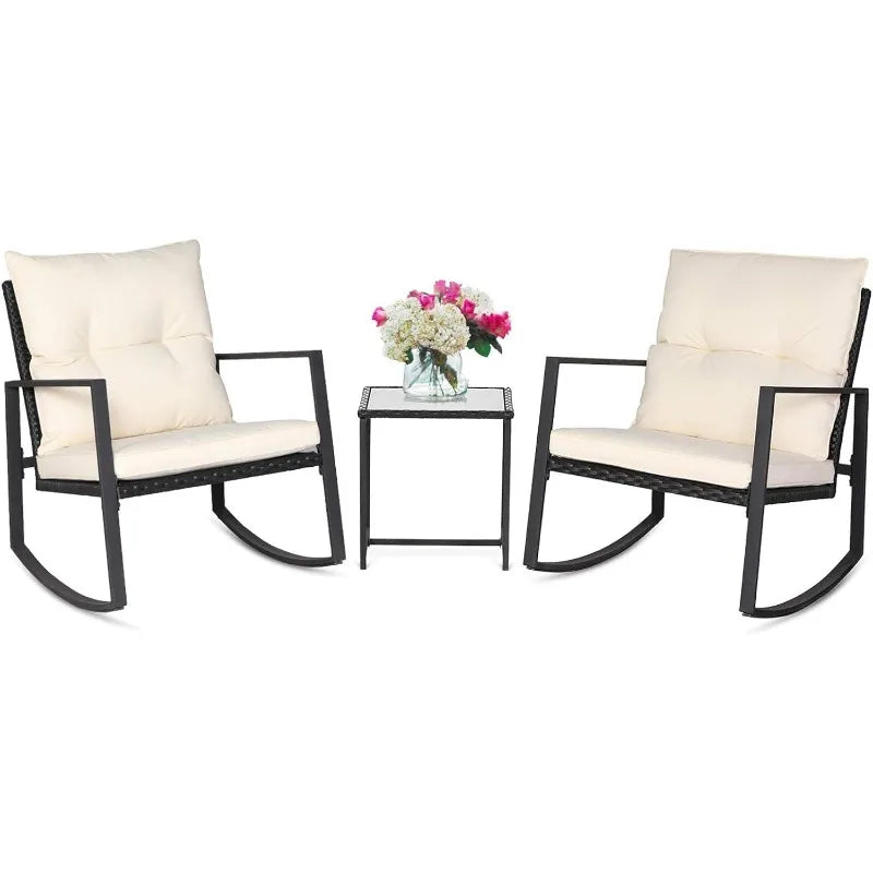 3 Piece Outdoor Rocking Bistro Set