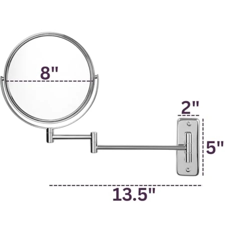 Wall-Mounted Magnifying Mirror - Bathroom Makeup Mirror with - 8-Inch Diameter - Finish - Model JP7506CF