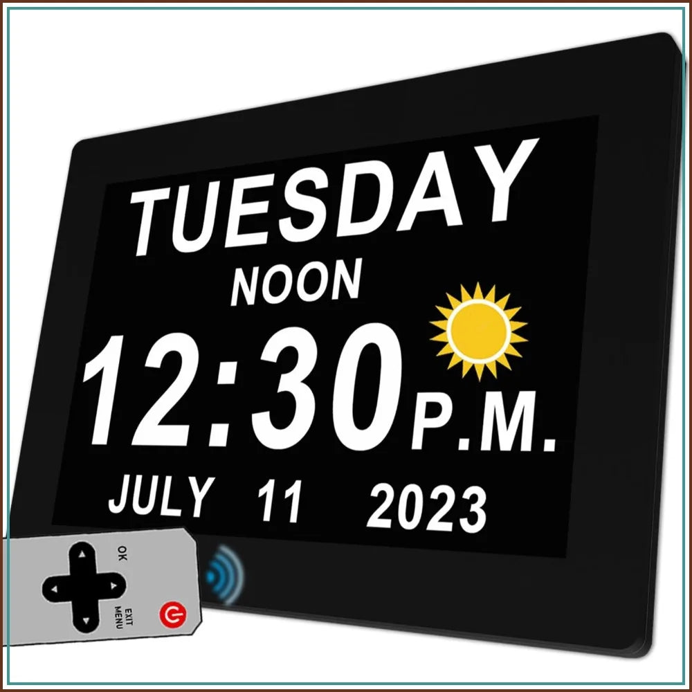 27 Alarms Talking Clock with Time Date, Auto DST, 20 Reminders, Dimmer, Sleep Trainer, Large Calendar for Seniors, with Remote