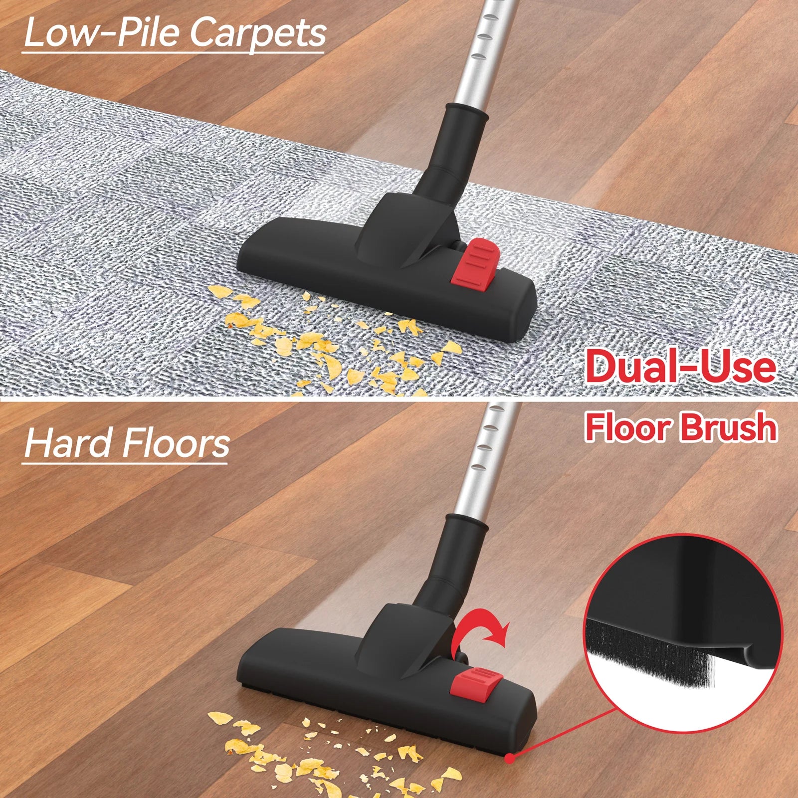 Vacuum Cleaner 600W 18000Pa Powerful 2-in-1 HEPA Filters Handheld Stick Vaccum for Home
