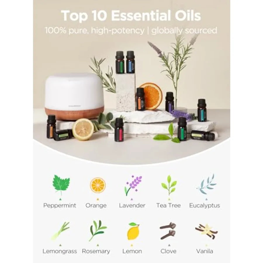 Aromatherapy Diffuser and 10 Essential Oils Set