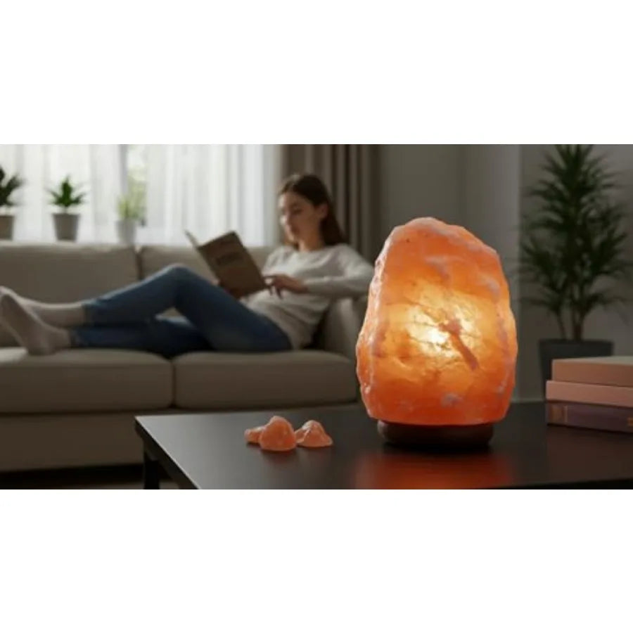 Natural Himalayan Salt Lamp with On/Off Cord and Wooden Base
