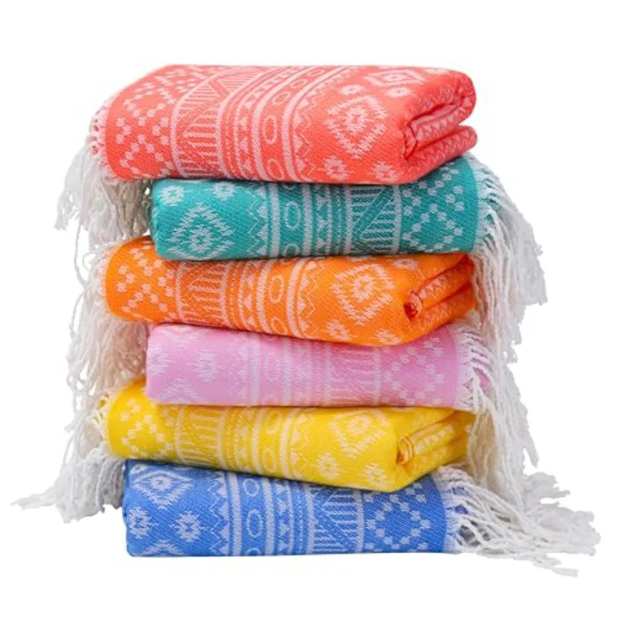 6 Packs Oversized Stripe Turkish Beach Towel 74"x38" Thin Quick Dry