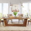 Large Wooden Dining Table for 6-8 People, Rectangular Farmhouse with Sturdy Base