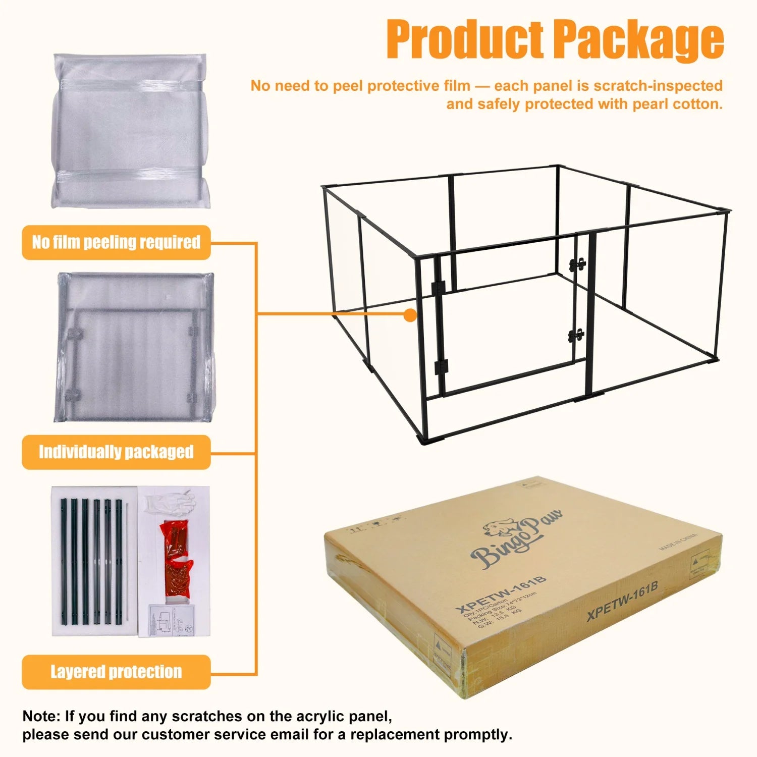 8 Panels Clear Acrylic Dog Playpen