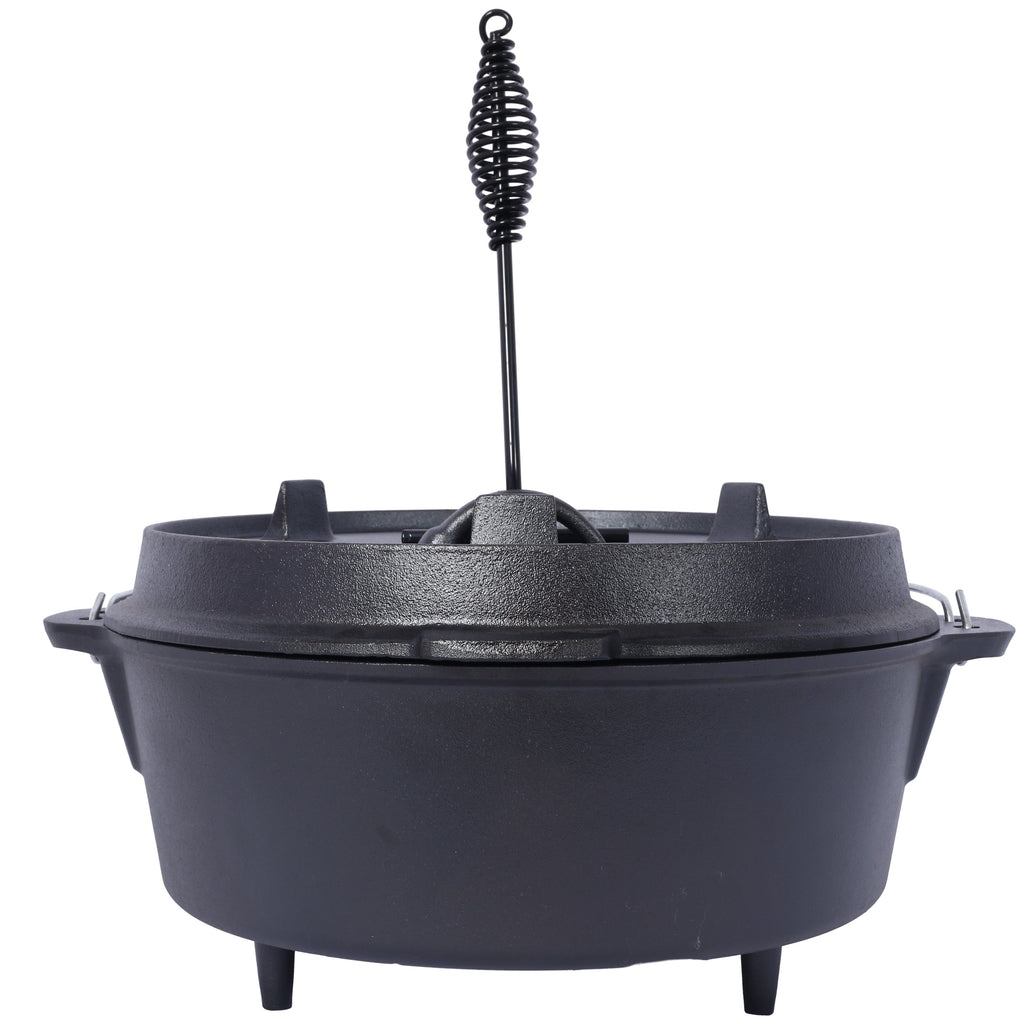 Pre-Seasoned Cast Iron Dutch Oven with Skillet Lid - Black
